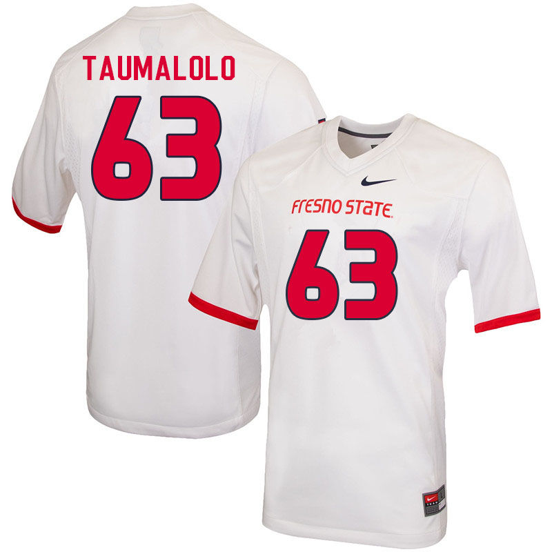 Men #63 Daniel Taumalolo Fresno State Bulldogs College Football Jerseys Sale-White